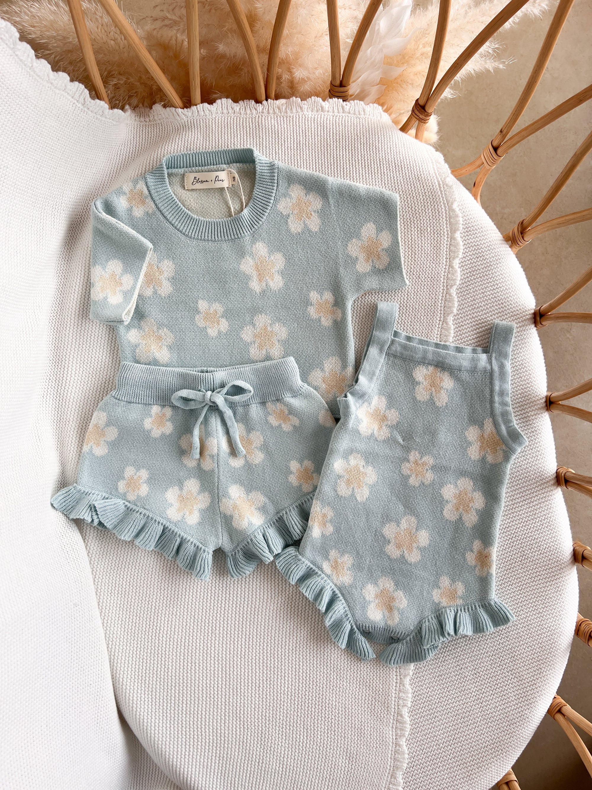 Blue Daisy Knit Playsuit - Milz & Madz