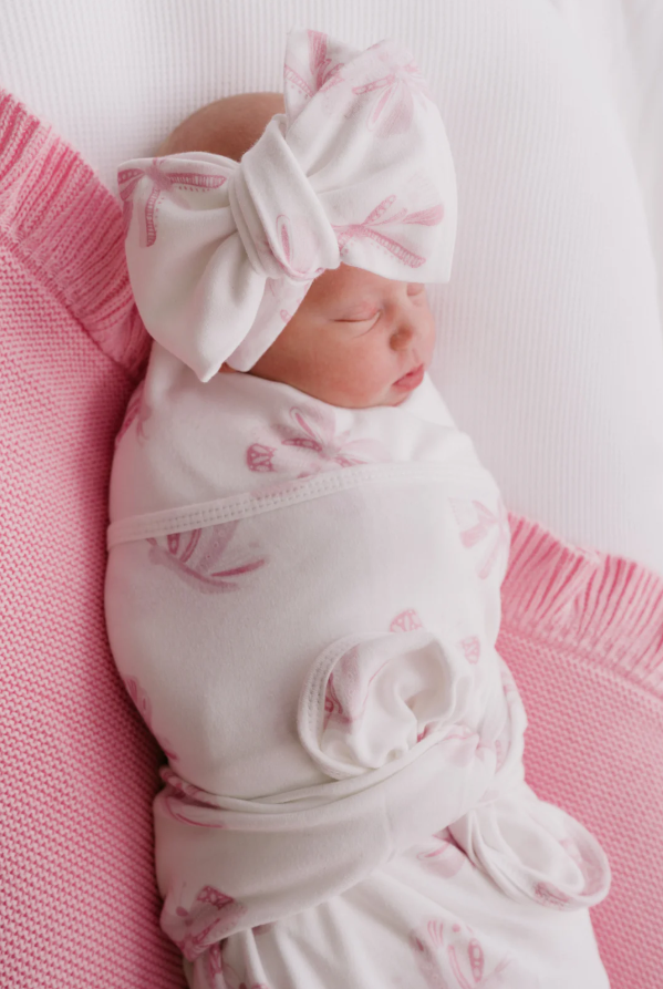 Pink Butterflies Swaddle & Topknot Set - Milz & Madz