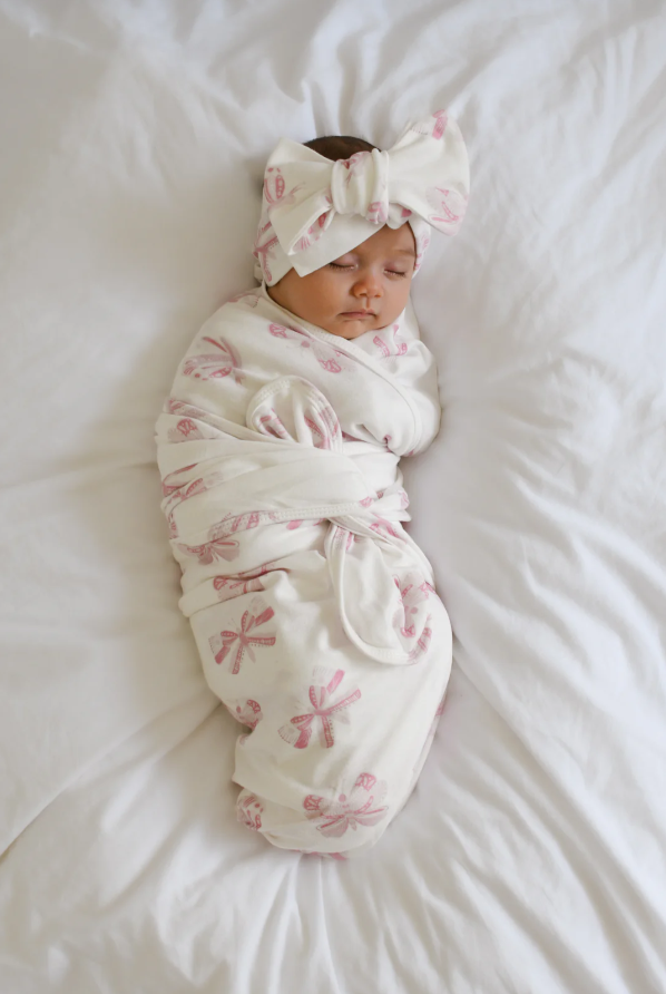 Pink Butterflies Swaddle & Topknot Set - Milz & Madz