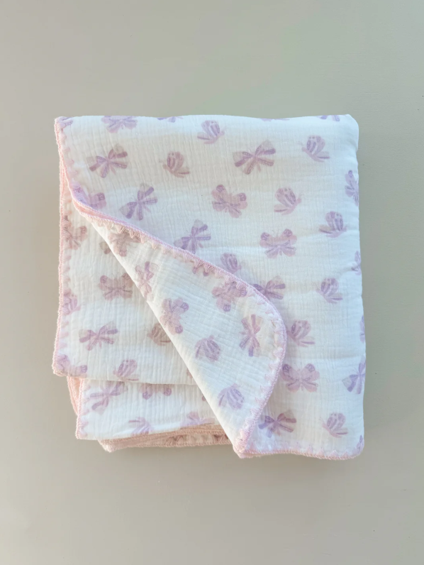 Lilac Butterflies Organic Crinkle Muslin Blanket - Milz & Madz