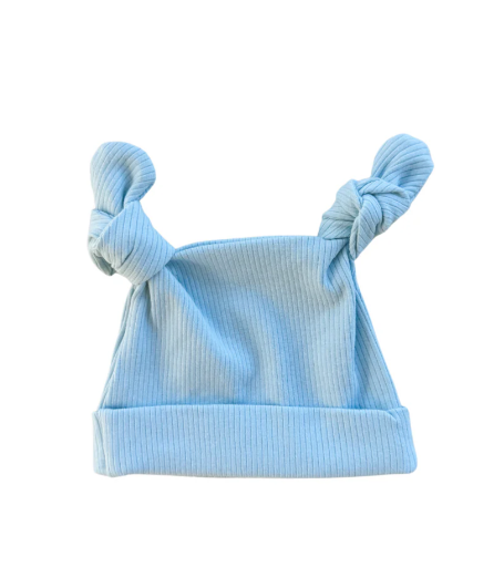 Baby Blue Rib Double Knot Beanie - Milz & Madz