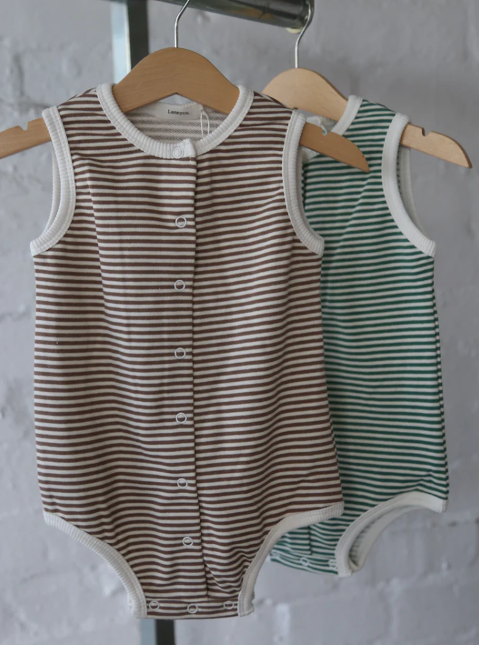 Chocolate Striped Singlet Romper - Milz & Madz